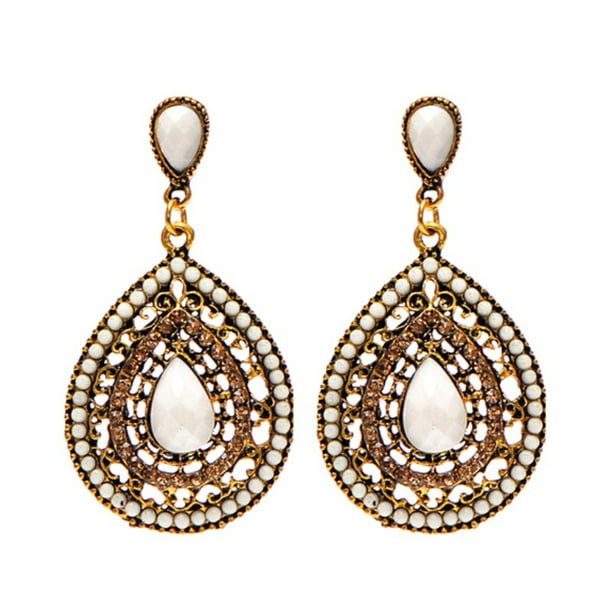 Womens Bead Waterdrop Earrings Drop Dangly Retro Vintage Boho Women Gift Ideas